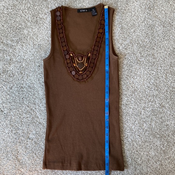 Brown Stera wood beaded tank. Small - Picture 5 of 6